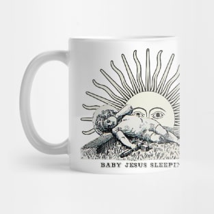 Baby Jesus carpenter lying down and sleeping Mug